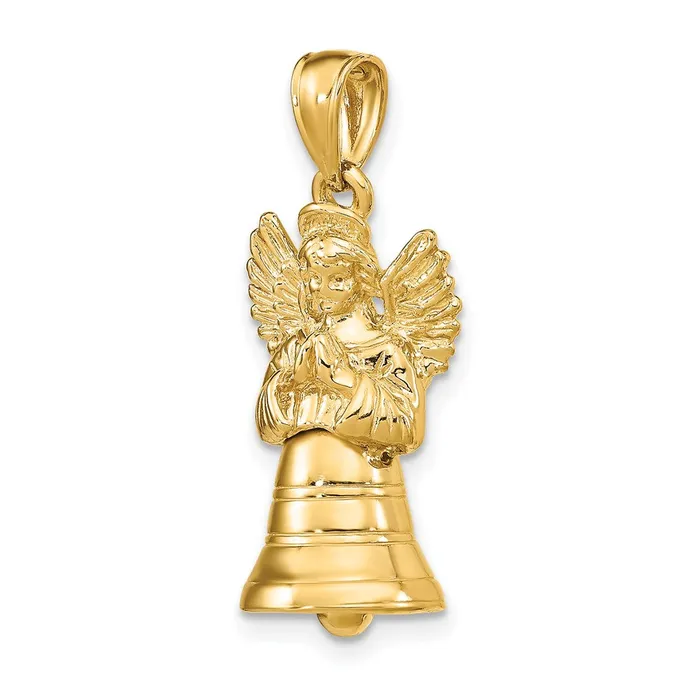 TreasureFineJewelers Charm Necklaces 14K 3D w Moveable Angel Charm