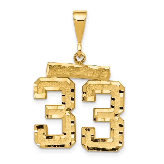 TreasureFineJewelers Charm Necklaces 14k Medium Diamondcut Number 33 Charm TreasureFineJewelers Charm Necklaces 14k Medium Diamondcut Number 33 Charm