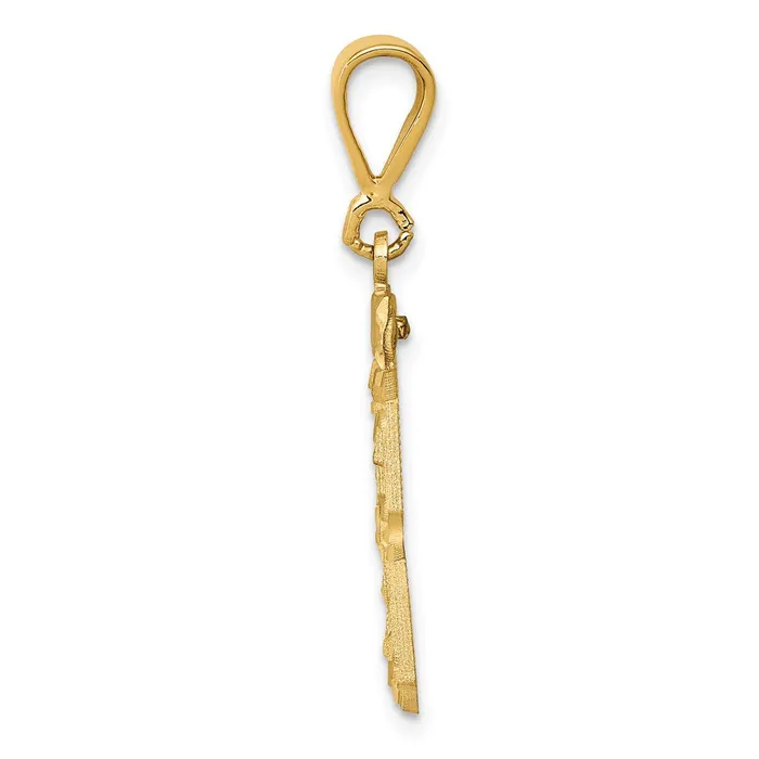 TreasureFineJewelers Charm Necklaces 14k Medium Diamondcut Number 33 Charm
