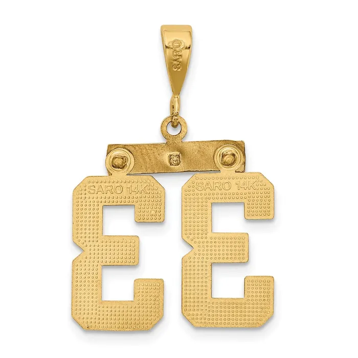 TreasureFineJewelers Charm Necklaces 14k Medium Diamondcut Number 33 Charm