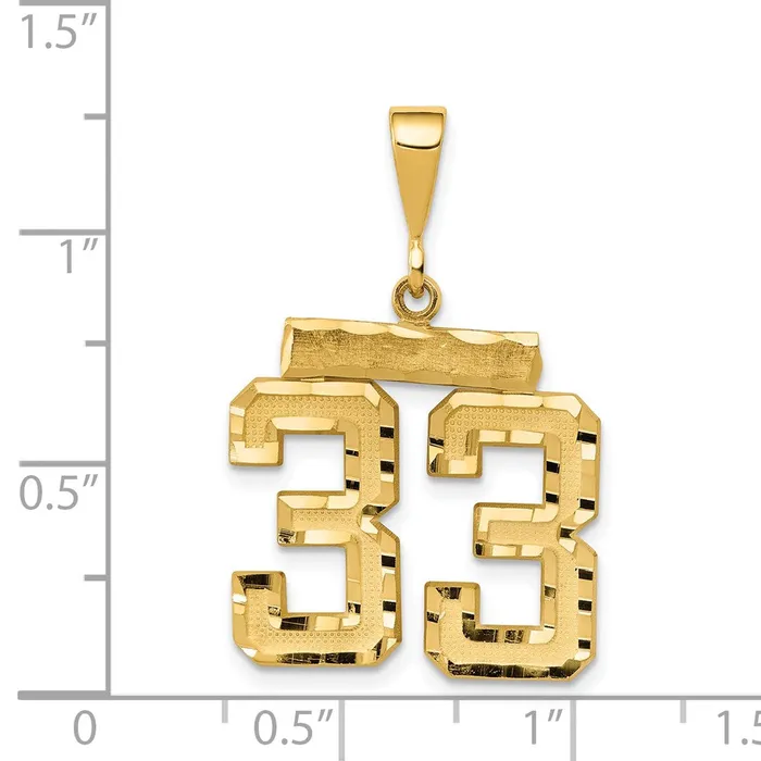 TreasureFineJewelers Charm Necklaces 14k Medium Diamondcut Number 33 Charm