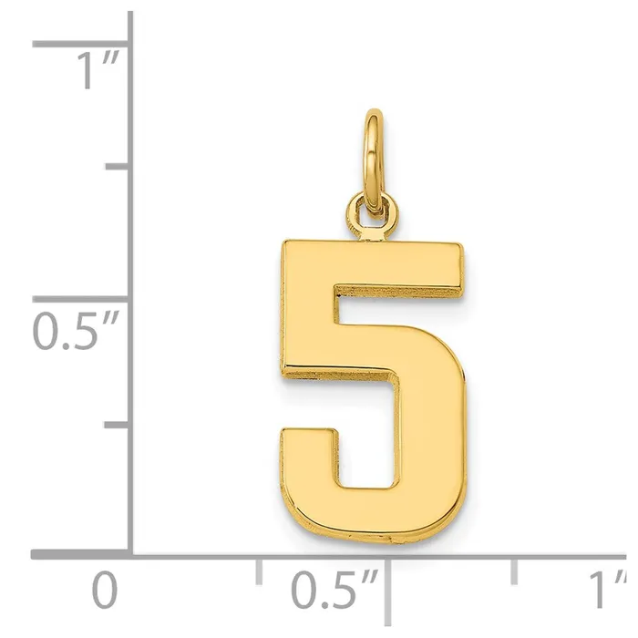 TreasureFineJewelers Charm Necklaces 14k Medium Polished Number 5 Charm