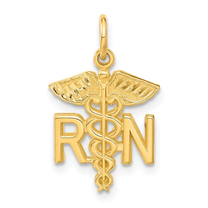 TreasureFineJewelers Charm Necklaces 14k RN Nurse Charm