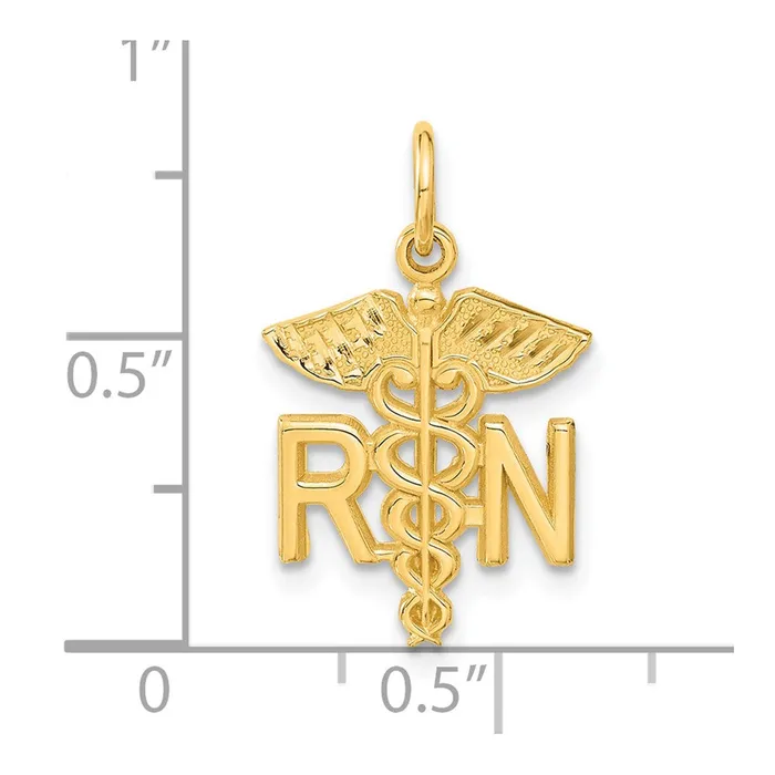 TreasureFineJewelers Charm Necklaces 14k RN Nurse Charm