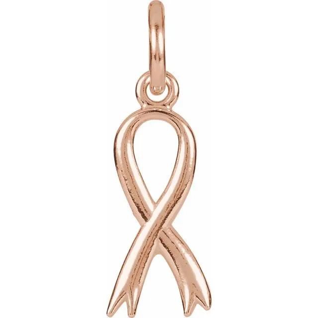 TreasureFineJewelers Charm Necklaces 14K Rose Gold Breast Cancer Awareness Ribbon Charm TreasureFineJewelers Charm Necklaces 14K Rose Gold Breast Cancer Awareness Ribbon Charm