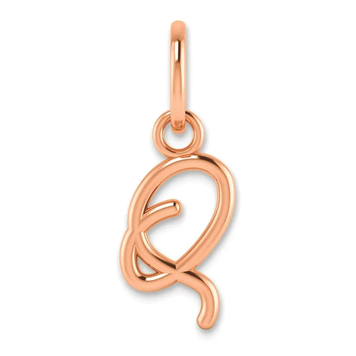 TreasureFineJewelers Charm Necklaces 14k Rose Gold Upper case Letter Q Initial Charm TreasureFineJewelers Charm Necklaces 14k Rose Gold Upper case Letter Q Initial Charm