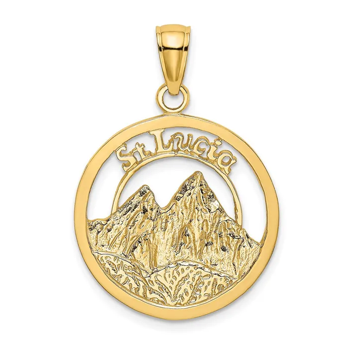 TreasureFineJewelers Charm Necklaces 14K ST LUCIA Twin Pitons Charm