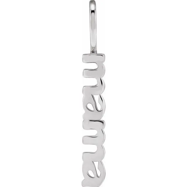 TreasureFineJewelers Charm Necklaces 14K White Gold Mama CharmPendant