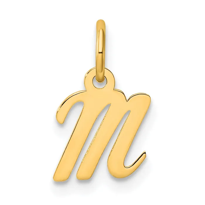 TreasureFineJewelers Charm Necklaces 14k Yellow Gold Small Script Letter M Initial Charm TreasureFineJewelers Charm Necklaces 14k Yellow Gold Small Script Letter M Initial Charm