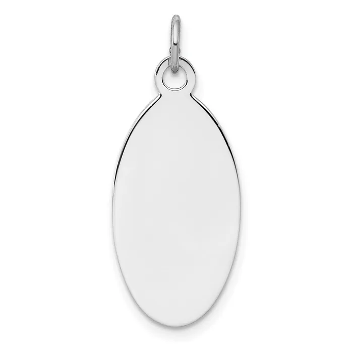 TreasureFineJewelers Charm Necklaces Sterl Silver Rhplt Engraveable Oval Polished FrontSatin Back Disc Charm TreasureFineJewelers Charm Necklaces Sterl Silver Rhplt Engraveable Oval Polished FrontSatin Back Disc Charm