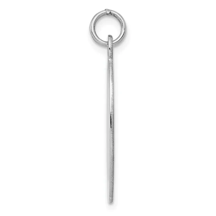 TreasureFineJewelers Charm Necklaces Sterl Silver Rhplt Engraveable Oval Polished FrontSatin Back Disc Charm
