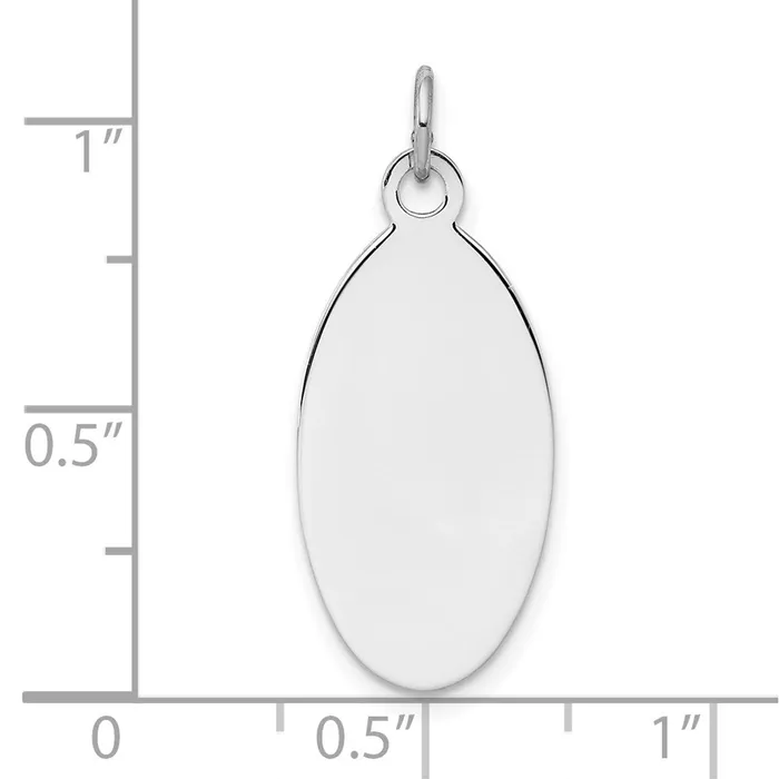 TreasureFineJewelers Charm Necklaces Sterl Silver Rhplt Engraveable Oval Polished FrontSatin Back Disc Charm