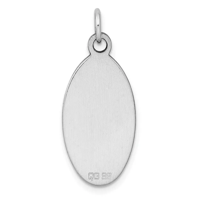 TreasureFineJewelers Charm Necklaces Sterl Silver Rhplt Engraveable Oval Polished FrontSatin Back Disc Charm