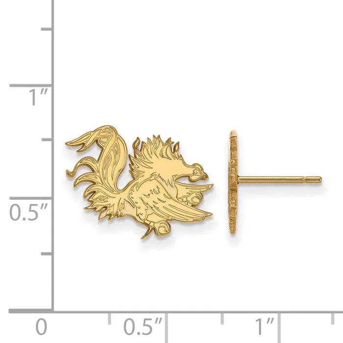 TreasureFineJewelers Earrings 10k Gold University of South Carolina Gamecock Small Post Earrings