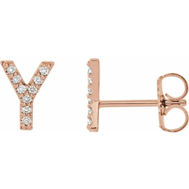 TreasureFineJewelers Earrings 14K Rose 04 CTW Diamond Single Initial Y Earring TreasureFineJewelers Earrings 14K Rose 04 CTW Diamond Single Initial Y Earring