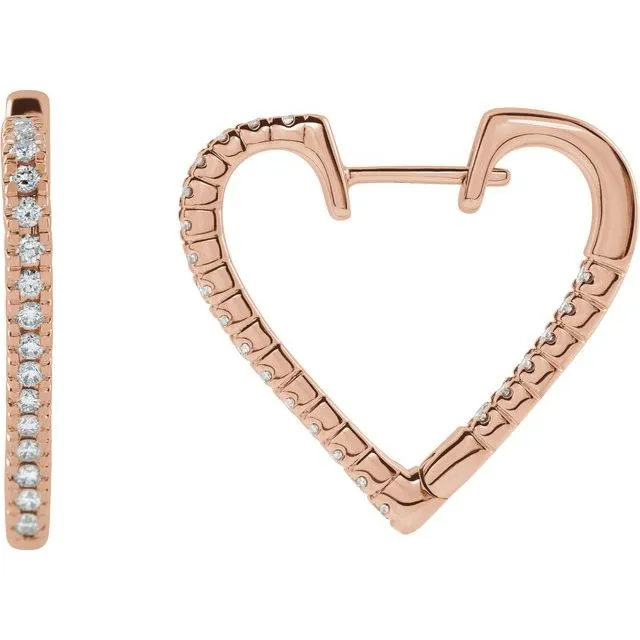 TreasureFineJewelers Earrings 14K Rose Gold 58 CTW Natural Diamond Heart Earrings TreasureFineJewelers Earrings 14K Rose Gold 58 CTW Natural Diamond Heart Earrings
