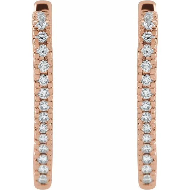 TreasureFineJewelers Earrings 14K Rose Gold 58 CTW Natural Diamond Heart Earrings
