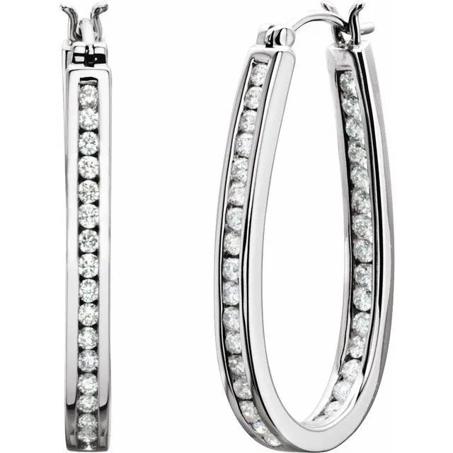 TreasureFineJewelers Earrings 14K White 1 CTW Diamond InsideOutside 30 mm Hoop Earrings TreasureFineJewelers Earrings 14K White 1 CTW Diamond InsideOutside 30 mm Hoop Earrings