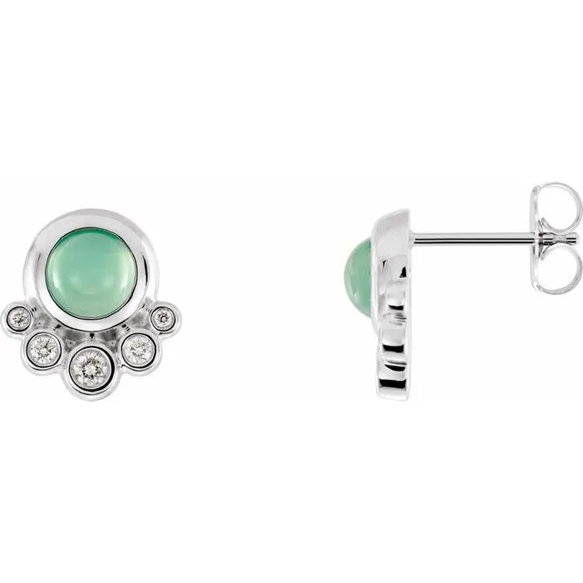 TreasureFineJewelers Earrings 14K White Gold Natural Chrysoprase 18 CTW Natural Diamond Earrings TreasureFineJewelers Earrings 14K White Gold Natural Chrysoprase 18 CTW Natural Diamond Earrings