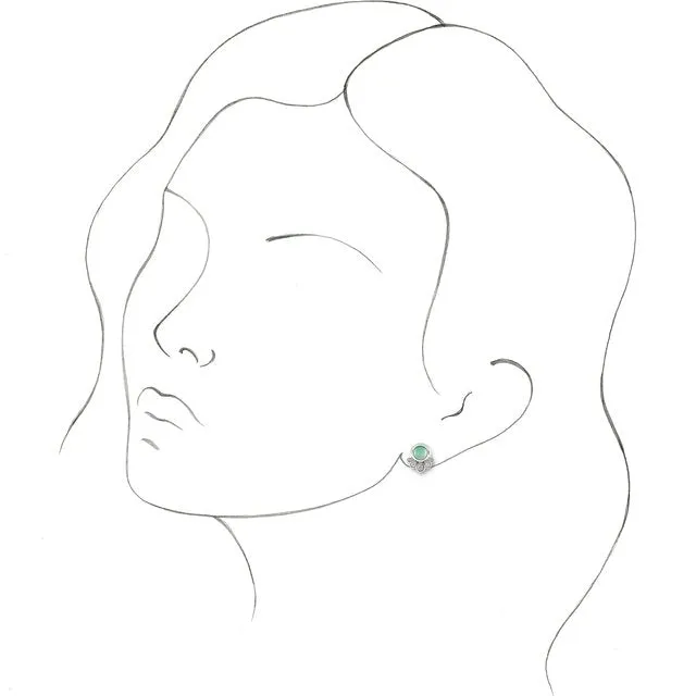 TreasureFineJewelers Earrings 14K White Gold Natural Chrysoprase 18 CTW Natural Diamond Earrings