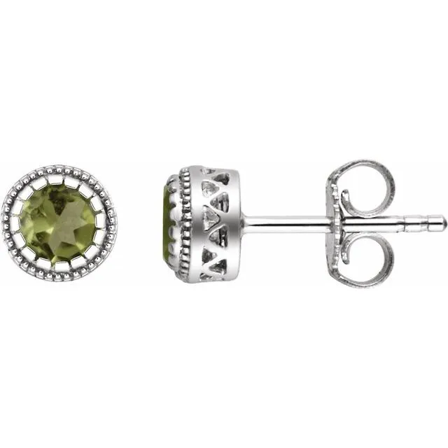 TreasureFineJewelers Earrings 14K White Gold Natural Peridot Stud Earrings TreasureFineJewelers Earrings 14K White Gold Natural Peridot Stud Earrings