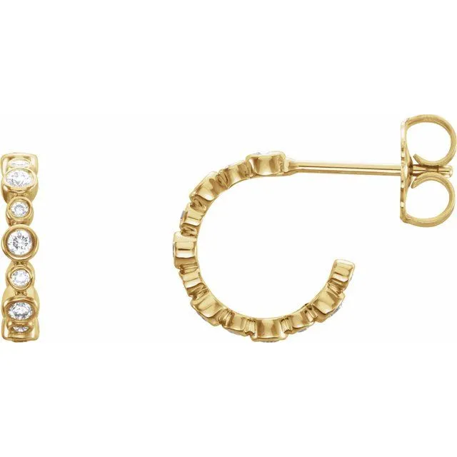 TreasureFineJewelers Earrings 14K Yellow 14 CTW Diamond Hoop Earrings