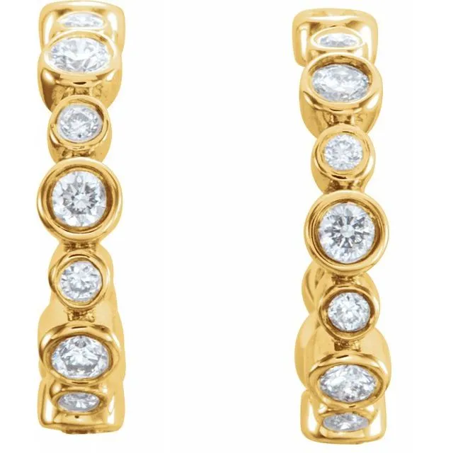 TreasureFineJewelers Earrings 14K Yellow 14 CTW Diamond Hoop Earrings