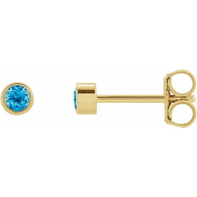 TreasureFineJewelers Earrings 14K Yellow Gold 25 mm Round Natural Swiss Blue Topaz Micro BezelSet Earrings TreasureFineJewelers Earrings 14K Yellow Gold 25 mm Round Natural Swiss Blue Topaz Micro BezelSet Earrings