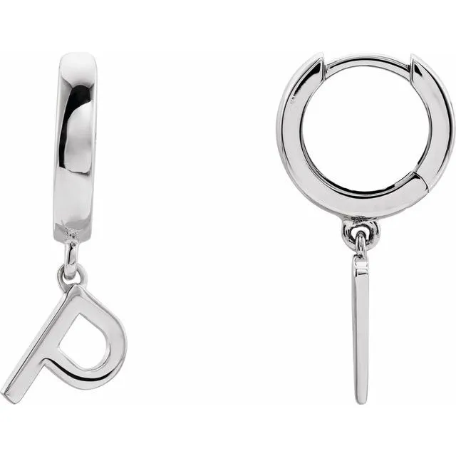 TreasureFineJewelers Earrings Sterling Silver Single Initial P Earring