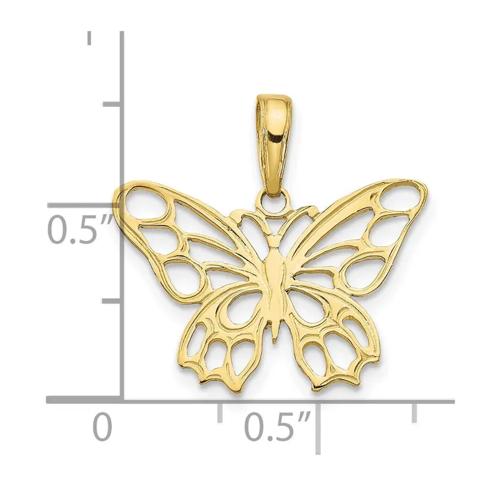 TreasureFineJewelers Necklaces 10K Butterfly Cutout Pendant