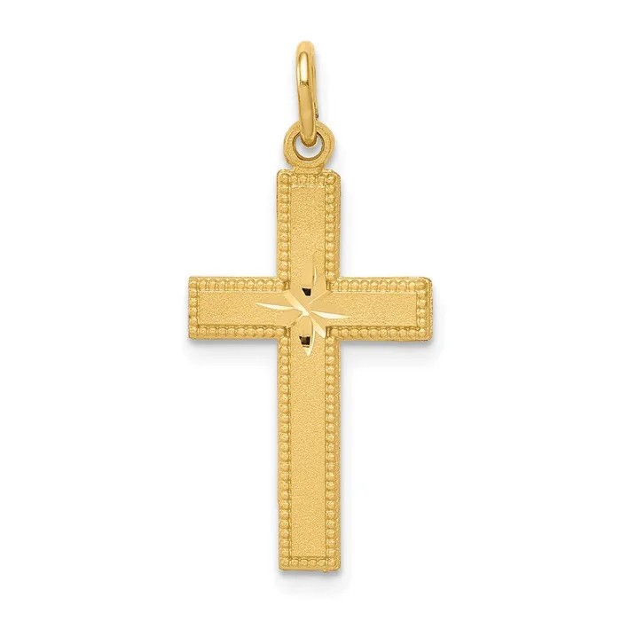 TreasureFineJewelers Necklaces 14k Diamondcut Cross Pendant