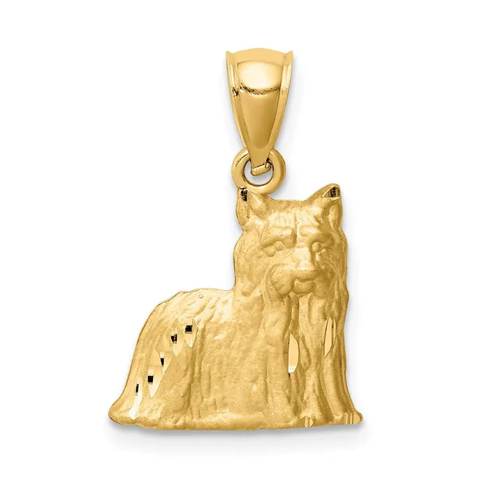 TreasureFineJewelers Necklaces 14K Diamondcut Yorkshire Terrier Pendant
