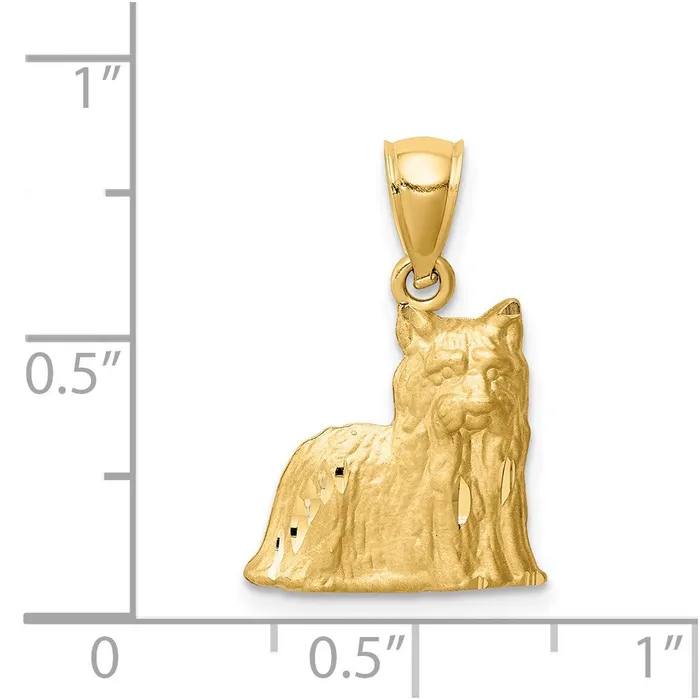 TreasureFineJewelers Necklaces 14K Diamondcut Yorkshire Terrier Pendant