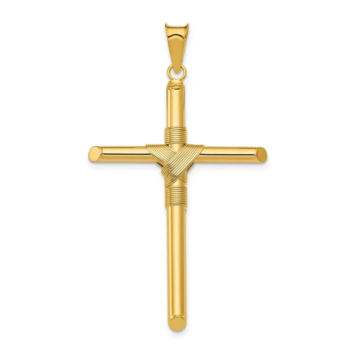 TreasureFineJewelers Necklaces 14K Polished wCenter Wrap Tube Cross Pendant TreasureFineJewelers Necklaces 14K Polished wCenter Wrap Tube Cross Pendant
