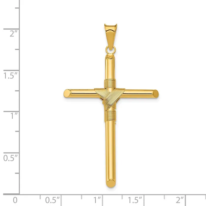 TreasureFineJewelers Necklaces 14K Polished wCenter Wrap Tube Cross Pendant
