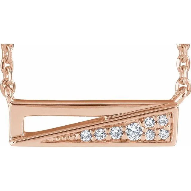 TreasureFineJewelers Necklaces 14K Rose Gold 05 CTW Natural Diamond Bar 18 Necklace TreasureFineJewelers Necklaces 14K Rose Gold 05 CTW Natural Diamond Bar 18 Necklace