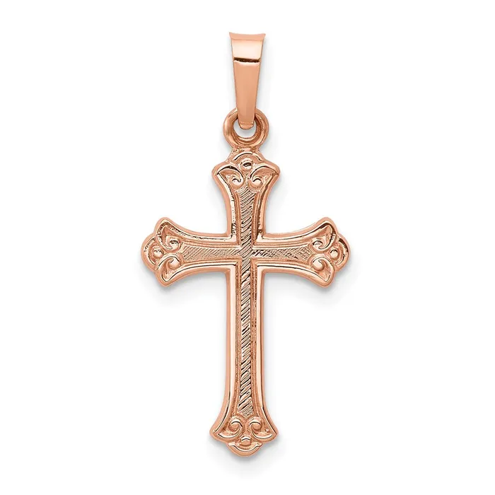 TreasureFineJewelers Necklaces 14k Rose Gold Cross Pendant