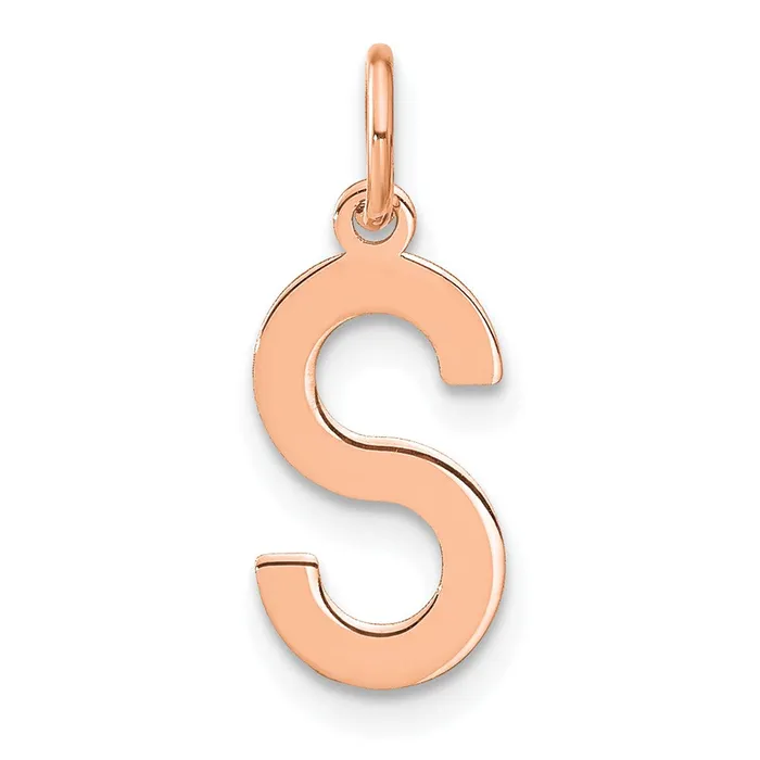 TreasureFineJewelers Necklaces 14k Rose Gold Letter S Initial Pendant
