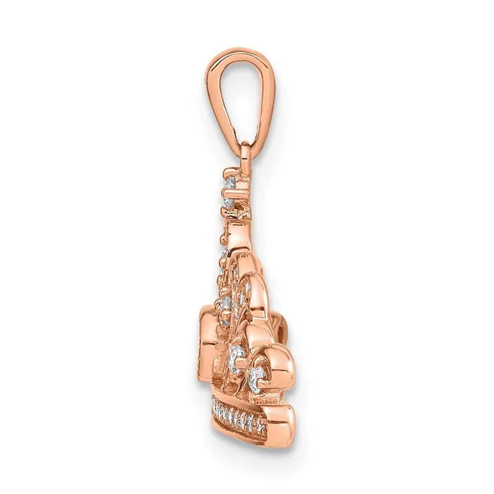 TreasureFineJewelers Necklaces 14k Rose Gold Polished Diamond Tiara Pendant