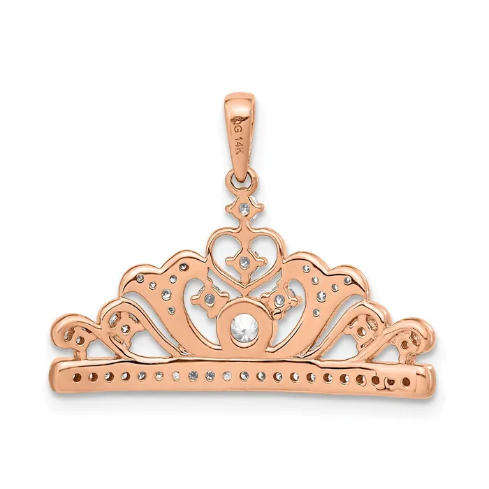 TreasureFineJewelers Necklaces 14k Rose Gold Polished Diamond Tiara Pendant