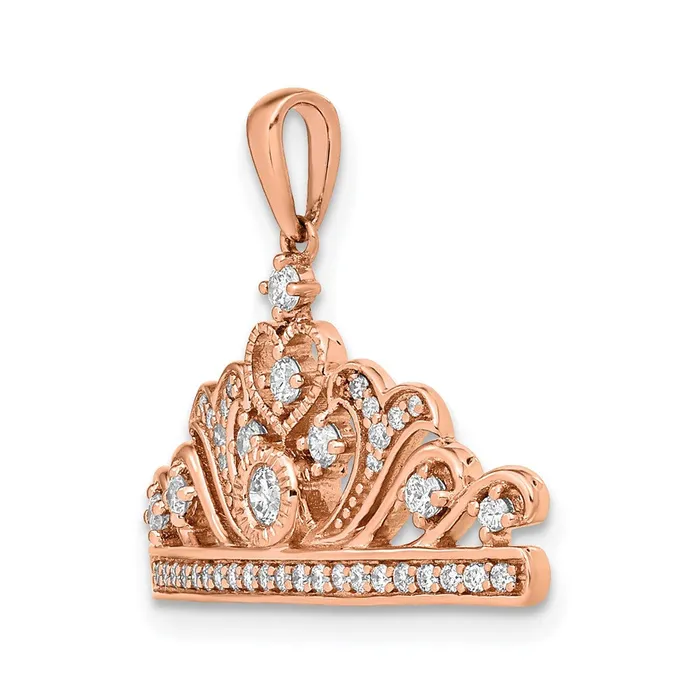 TreasureFineJewelers Necklaces 14k Rose Gold Polished Diamond Tiara Pendant