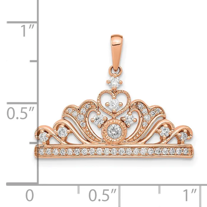 TreasureFineJewelers Necklaces 14k Rose Gold Polished Diamond Tiara Pendant