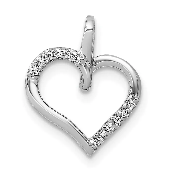 TreasureFineJewelers Necklaces 14k White Gold 120ct Diamond Heart Pendant