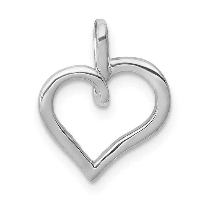 TreasureFineJewelers Necklaces 14k White Gold 120ct Diamond Heart Pendant