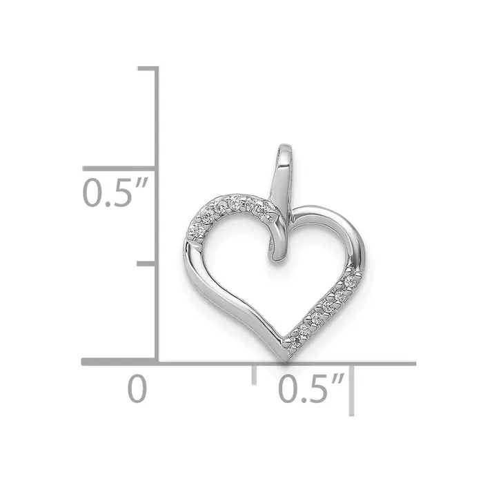 TreasureFineJewelers Necklaces 14k White Gold 120ct Diamond Heart Pendant
