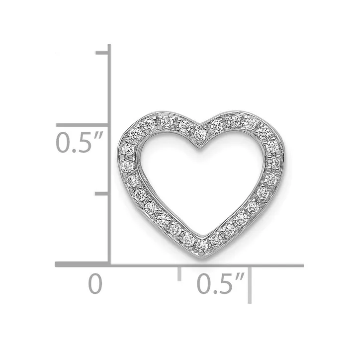 TreasureFineJewelers Necklaces 14k White Gold 16ct Diamond Heart Chain Slide