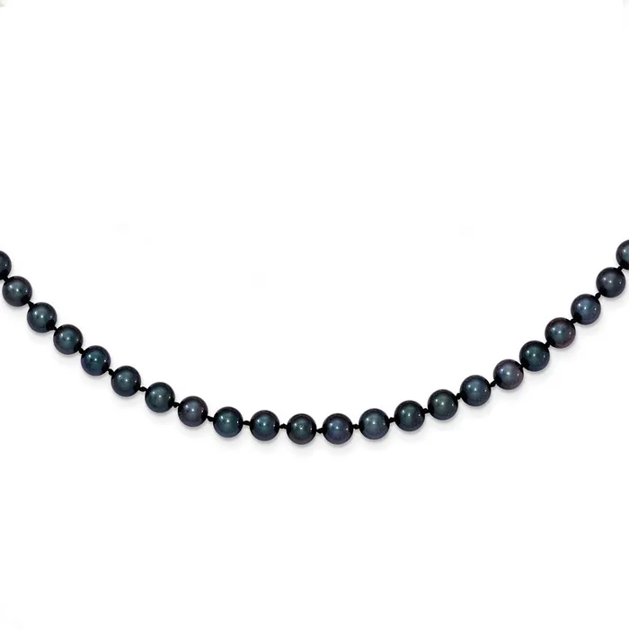 TreasureFineJewelers Necklaces 14k White Gold 56mm Round Black Saltwater Akoya Cultured Pearl Necklace TreasureFineJewelers Necklaces 14k White Gold 56mm Round Black Saltwater Akoya Cultured Pearl Necklace