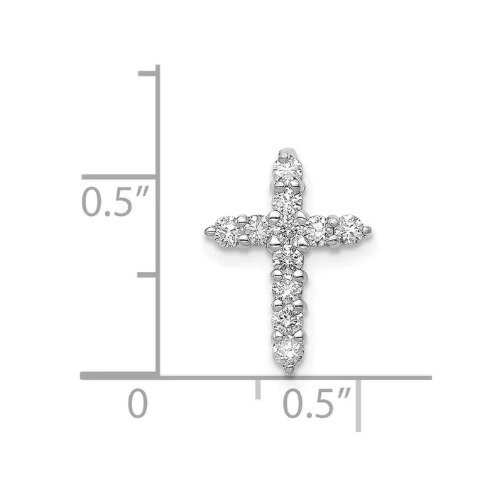TreasureFineJewelers Necklaces 14k White Gold AA 13ct Diamond Cross Pendant