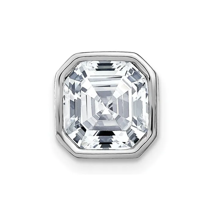 TreasureFineJewelers Necklaces 14k White Gold Asscher Bezel D E F Pure Light Moissanite Chain Slide TreasureFineJewelers Necklaces 14k White Gold Asscher Bezel D E F Pure Light Moissanite Chain Slide