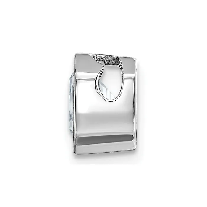 TreasureFineJewelers Necklaces 14k White Gold Asscher Bezel D E F Pure Light Moissanite Chain Slide
